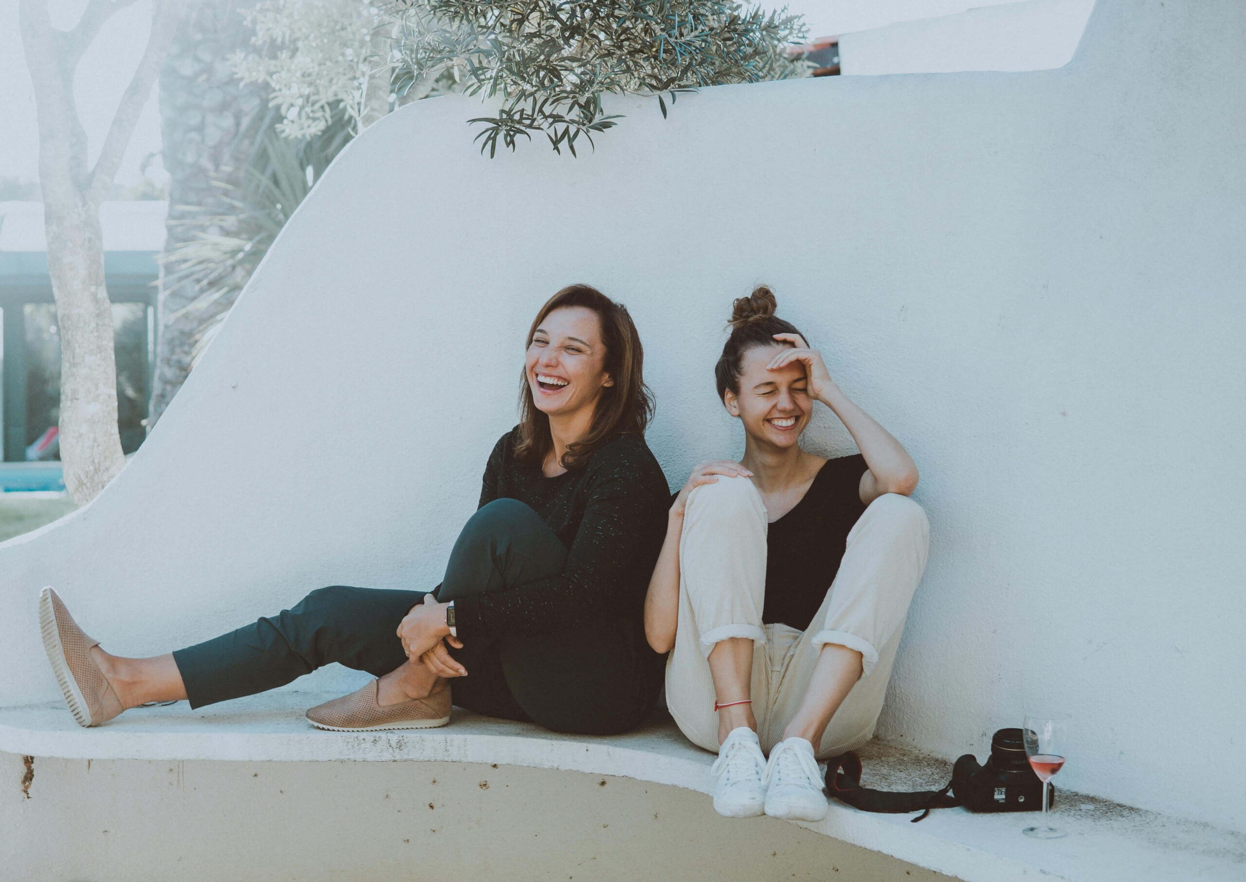 two girls sitting