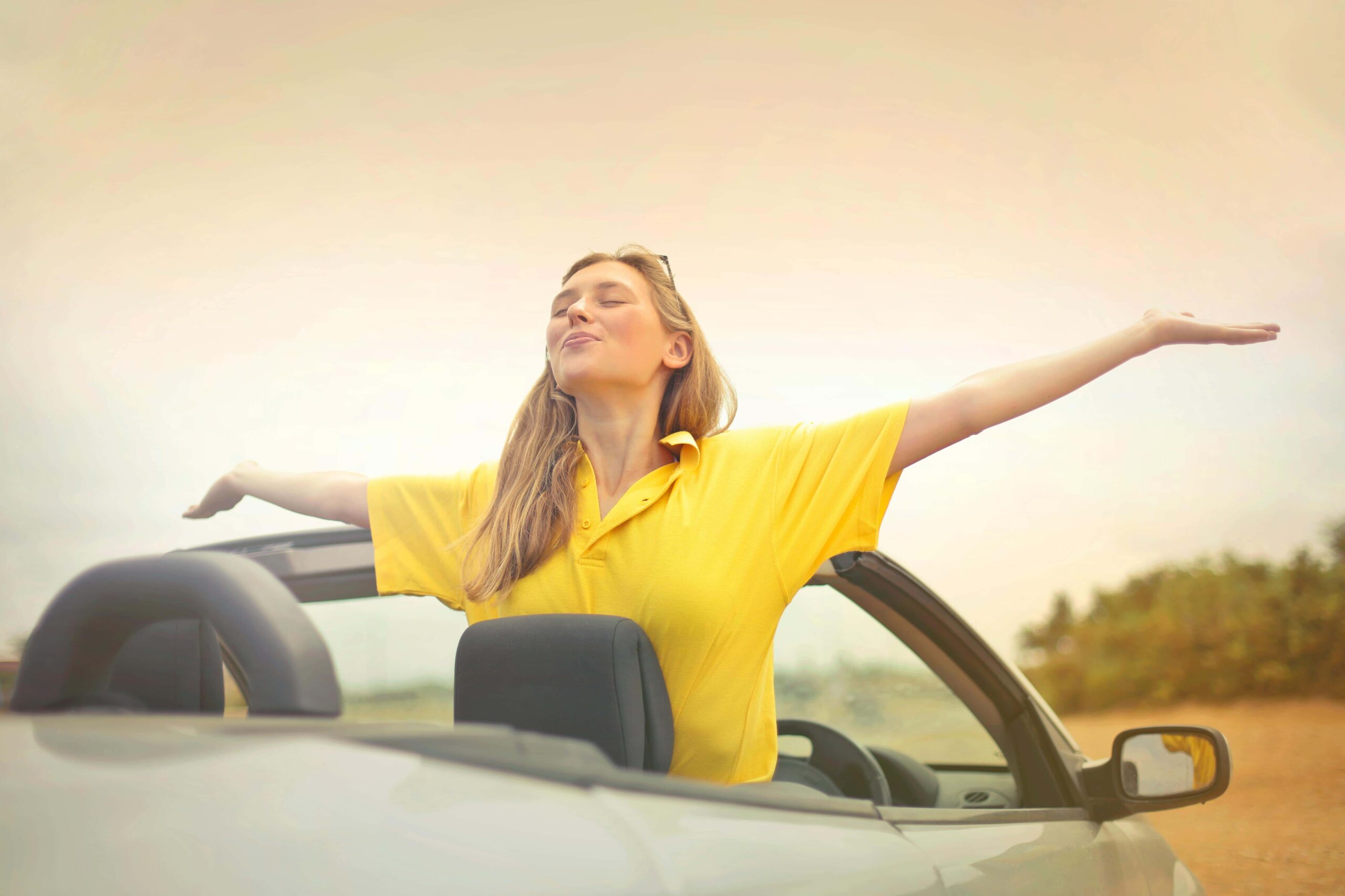 woman in car outside